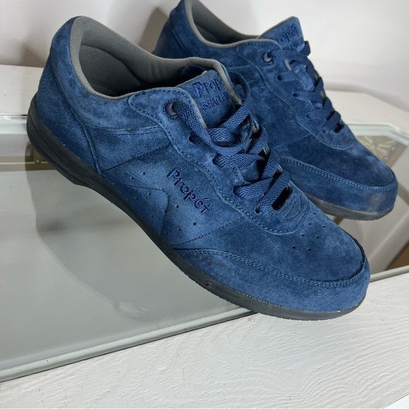 Propet Women's Size 9.5 Washable Walker Sneaker Slip-Resistant Blue Suede Shoe - Picture 4 of 11